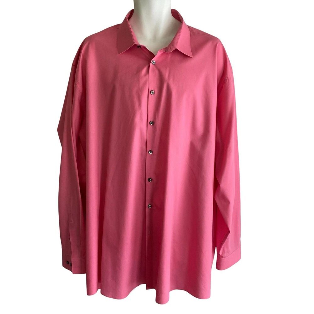 J. Ferrar Shirt Mens 20 Pink Stretch Long Sleeve Relaxed Fit Big & Tall